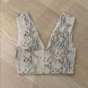 LF Faith in Love Snake Print V-Neck Women's Cropped Top / Bustier size small